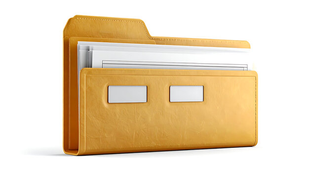 Open manila folder with documents inside, office supply for organizing paperwork, information management concept
