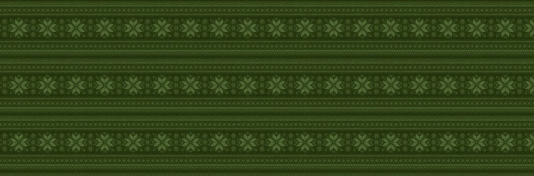 Dark Green Nordic Christmas Knitted Texture Close Up Winter Sweater Pattern Background