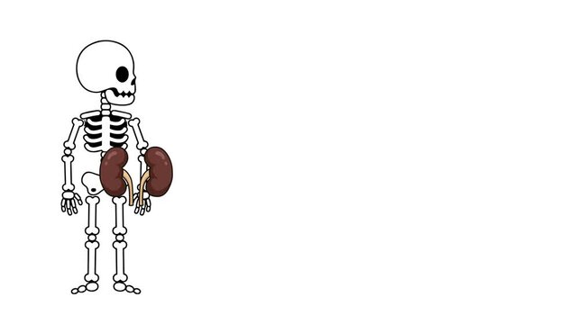 Animation of the anatomy of the kidney organs in humans