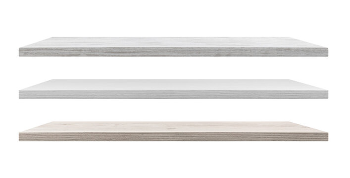 Set of different shelves on transparent background, png
