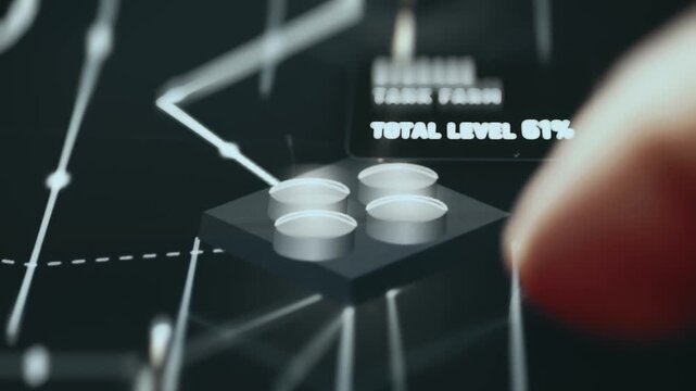 Isometric Storage Tank Node Connected By Network Lines On Control Room Field Map