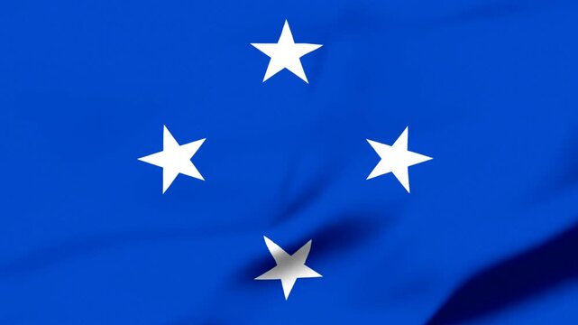 Federated States of Micronesia National Flag Waving in Wind Realistic Fabric Texture Background
