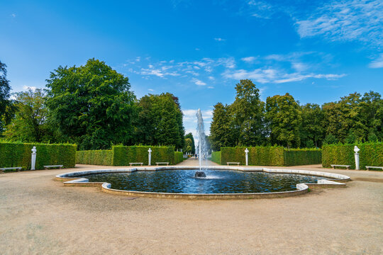 Water fountain in gardens of Sanssouci park in Potsdam. Germany