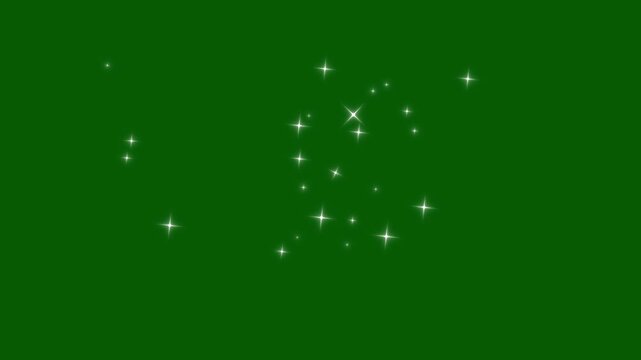 Luxury white glitter sparkles star trail animation, magic fairy dust wand, twinkling stars, shimmering particle line, pixie dust path, sparkling burst effect on green background, 4k motion graphics