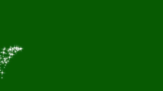 Magic glitter sparkle line animation, luxury white twinkling star trail, fairy dust wand motion, shimmering glitter particles, glowing sparkle transition effect on green screen background. 4k video