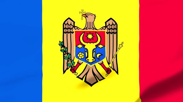 National flag of Moldova with detailed coat of arms