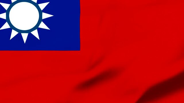 Taiwan Flag. National 3d Taiwan flag waving. Flag of Taiwan footage video waving in wind. 4K Animation video
