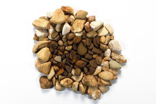 Multicolored stones isolated on white background