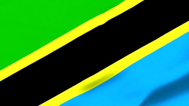 Tanzania flag with green blue and yellow colors on transparent background