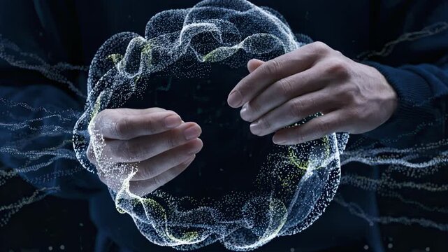 Medium shot of a financial analysts hands interacting with a digital twin dashboard focusing on virtual portfolio performance amid a simulated liquidity shock.