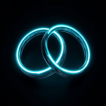 Two interlocking glowing rings symbolizing business partnership