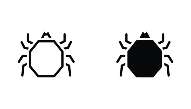 Tick vector icon isolated on white Black and white outline line art and solid glyph silhouette