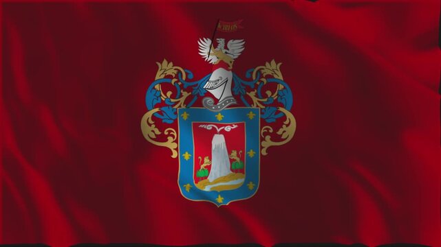Flag of Arequipa waving slowly in the foreground.