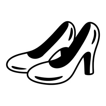 Simple pair of black and white high heel shoes icon