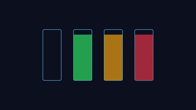 Animated multi-color vertical progress bars loading interface for data analytics and digital dashboard ui animation 4k