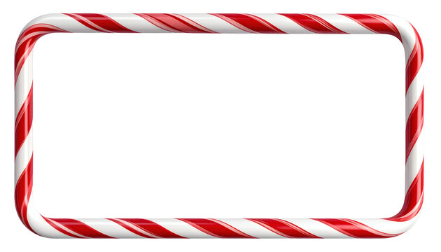 This glossy rectangular frame made of delicious candy cane features classic red and white stripes creating a festive holiday border for your seasonal creative project designs