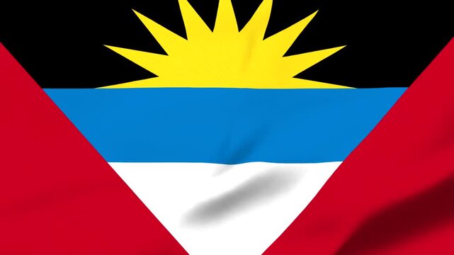 Antigua and Barbuda flag waving in the wind with vibrant colors