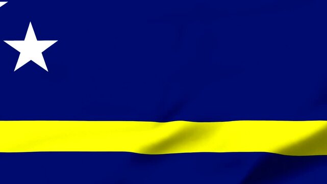 Curacao flag waving in the wind with high quality fabric