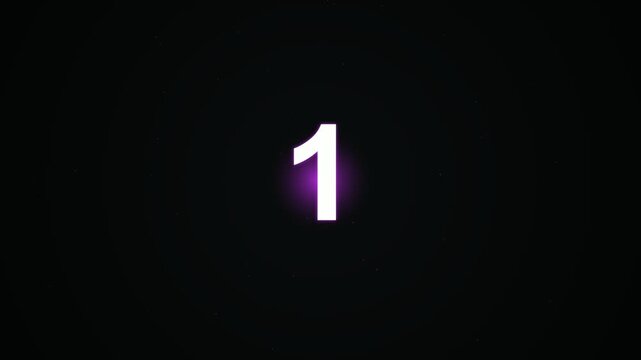Countdown timer with glowing purple light effect and white numbers