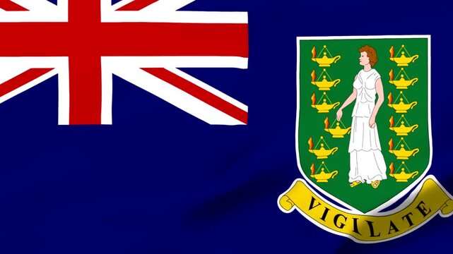 British flag with coat of arms featuring woman and crowns