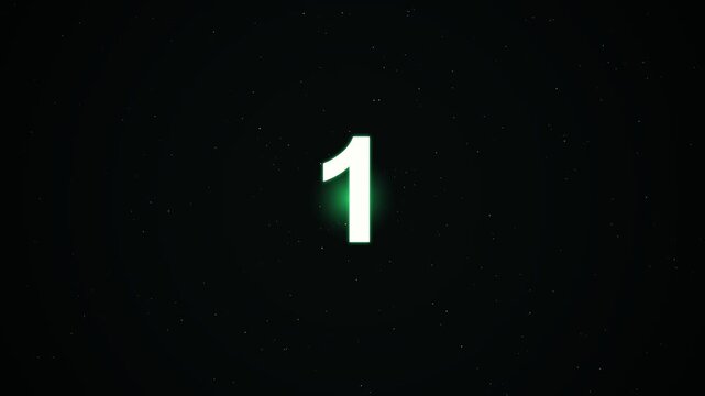 Digital countdown timer with glowing green light effect on black background