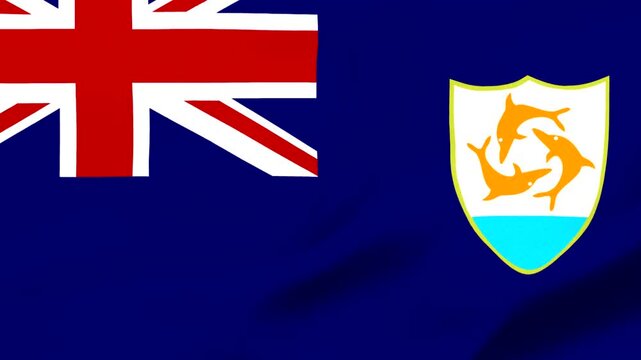 British overseas territory flag with dolphins and waves emblem