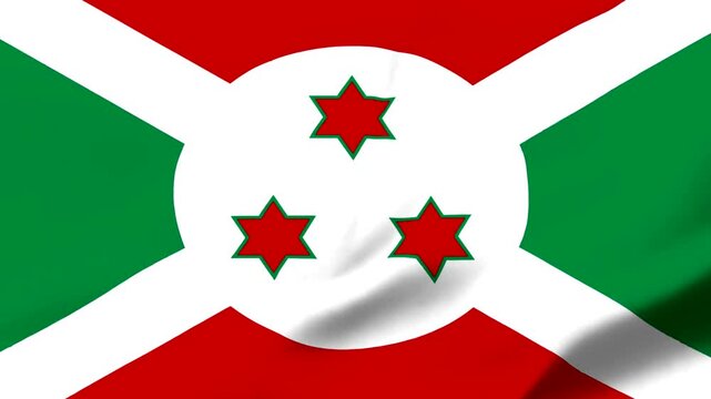 Burundi national flag with three red stars on white background