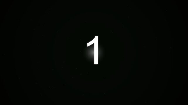 Countdown timer animation from five to one with glowing white numbers