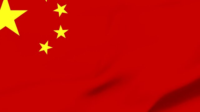Chinese national flag waving in the wind with stars