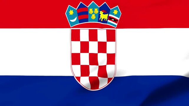 Croatian flag with national coat of arms on transparent background