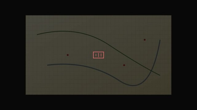 Minimalist data visualization with animated trend lines and scatter plot points on grid animation 4k background
