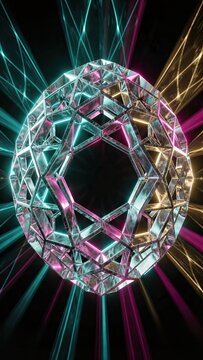 Hexagonal crystal lens floating in deep space