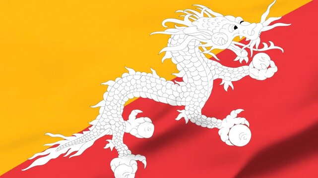 Animation waving national flag of Bhutan