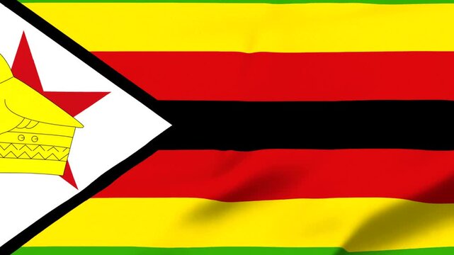 Zimbabwe flag with emblem waving in the wind