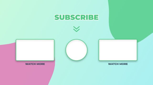 End screen template with subscribe button and video placeholders