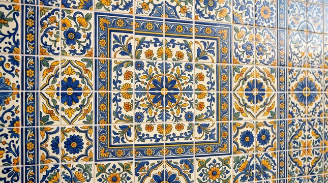 Greece pattern traditional ceramic tile wall design with ornamental decorative traditional mediterranean background