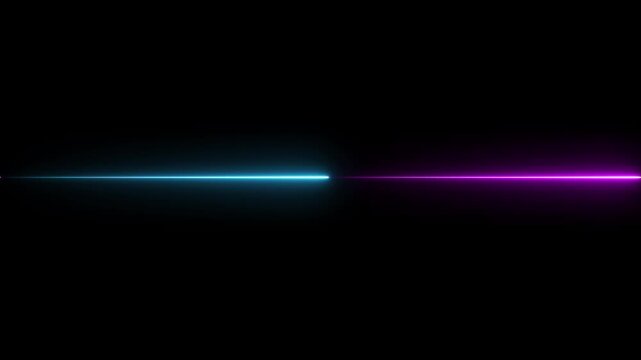 Abstract glowing neon lights blinking lines moving animation. Seamless loop animation of glowing neon lines streaming across on black background.4k video