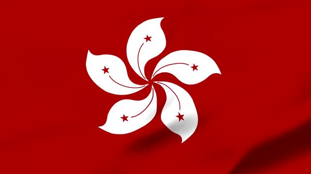 Hong Kong national flag in red and white color as a symbol of independence. Flag of Hong Kong as a background for you