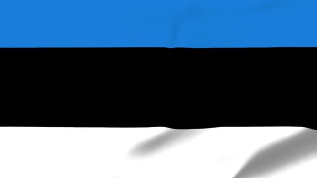 Estonia flag waving with blue black and white horizontal stripes, flag of Estonia