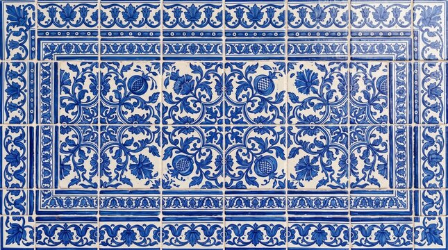 Title greece pattern traditional blue and white ceramic mosaic tile design with traditional ornamental geometric heritage