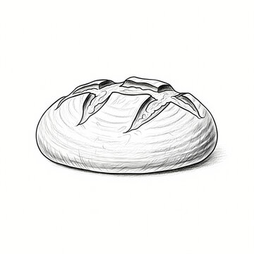 Minimalist pencil sketch of a fresh round bakery loaf