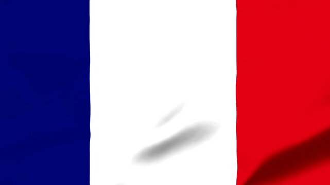 Waving French flag with blue white and red colors