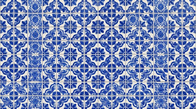 Greece pattern classic blue and white azulejo tile wall with mediterranean ornamental decorative geometric seamless