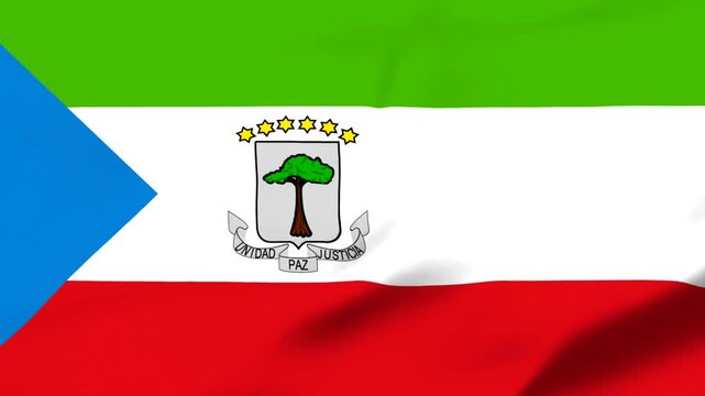 Ecuador national flag with coat of arms and waving effect