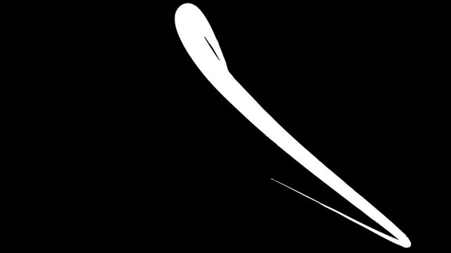 ELEGANT white calligraphic brush stroke cursive letter a loop isolated on transparent background abstract artistic line art design graphic element backdrops