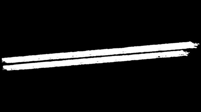 WHITE chalk double line underline stroke isolated on transparent background rough charcoal hand drawn brush mark emphasis banner line graphic design element