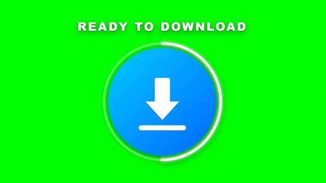 Download icon with text overlay on green screen background