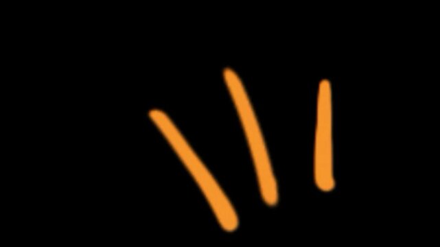 ORANGE hand drawn dash line burst rays isolated on transparent background emphasis spark highlight mark sketch doodle stroke graphic design element art mark