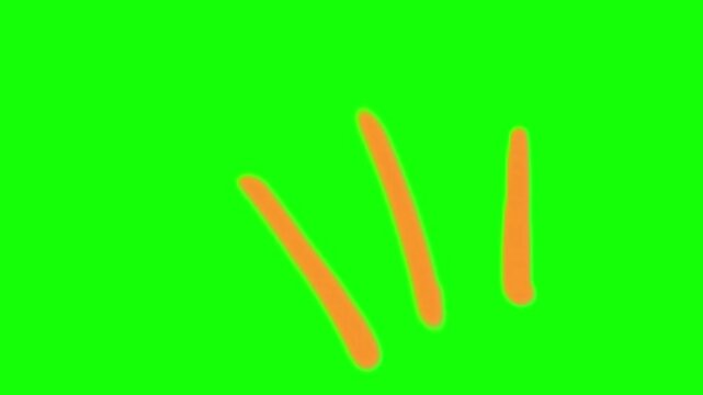ORANGE hand drawn dash line burst rays isolated on transparent background emphasis spark highlight mark sketch doodle stroke graphic design element art mark