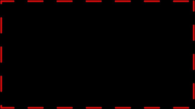 RED dashed rectangle border frame isolated on transparent background dash line box outline geometry graphic design layout template element